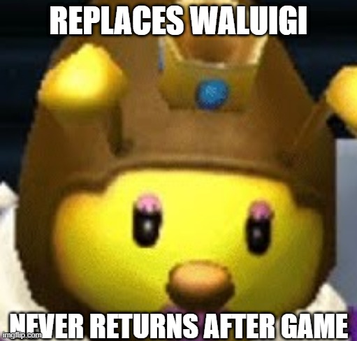 no one plays as her | REPLACES WALUIGI; NEVER RETURNS AFTER GAME | made w/ Imgflip meme maker