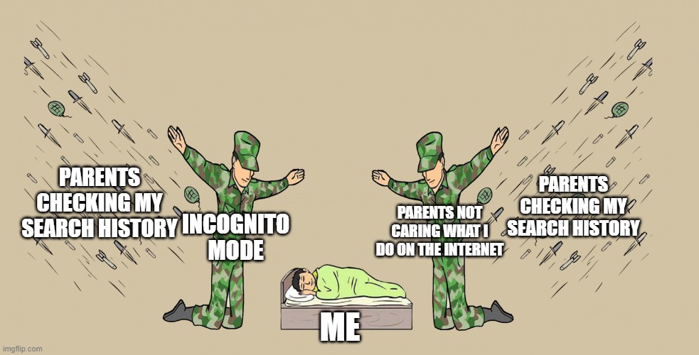 Double Silent Protector | PARENTS CHECKING MY SEARCH HISTORY PARENTS CHECKING MY SEARCH HISTORY INCOGNITO MODE PARENTS NOT CARING WHAT I DO ON THE INTERNET ME | image tagged in double silent protector | made w/ Imgflip meme maker