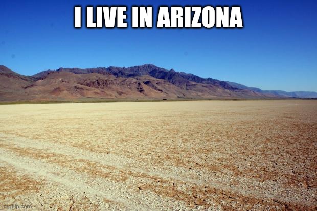 I LIVE IN ARIZONA | image tagged in desert large dry | made w/ Imgflip meme maker