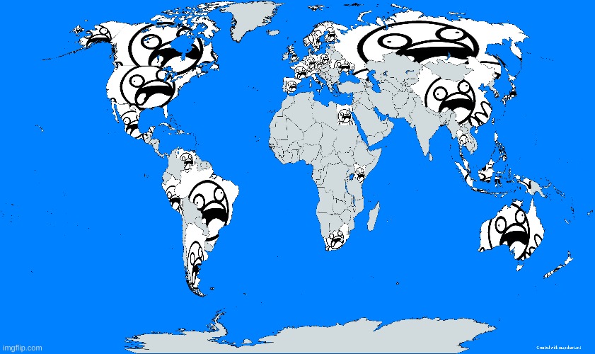 I wonder what a map looks like when the f*rry infested countries are replaced by a picture of a ASDFmovie man screaming... | image tagged in sad,maps,why must you hurt me in this way,why | made w/ Imgflip meme maker