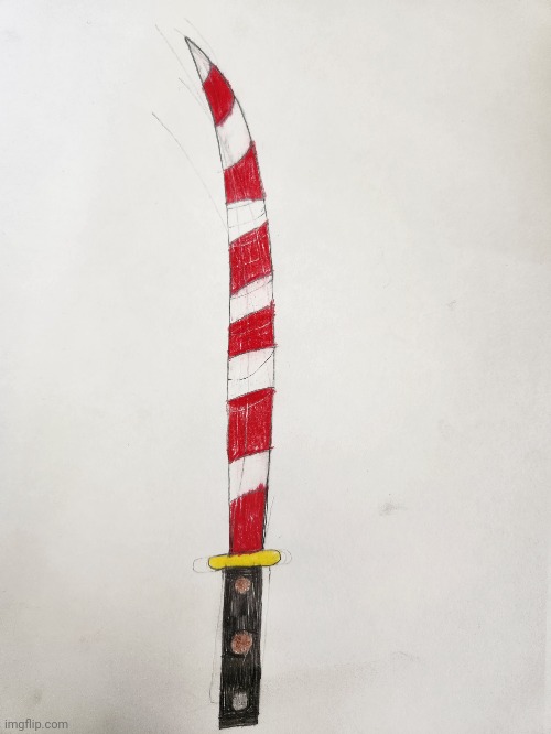 An improvement of my candy cane katana drawing | made w/ Imgflip meme maker