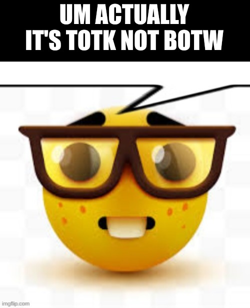 says the nerd | UM ACTUALLY IT'S TOTK NOT BOTW | image tagged in says the nerd | made w/ Imgflip meme maker