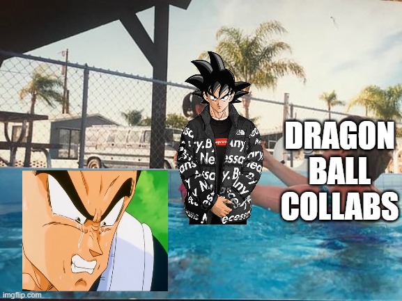 They really do be doing my boy Vegeta like this | DRAGON BALL COLLABS | image tagged in drowning kid in the pool | made w/ Imgflip meme maker