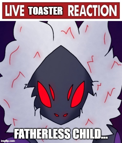 Live toaster reaction | FATHERLESS CHILD... | image tagged in live toaster reaction | made w/ Imgflip meme maker