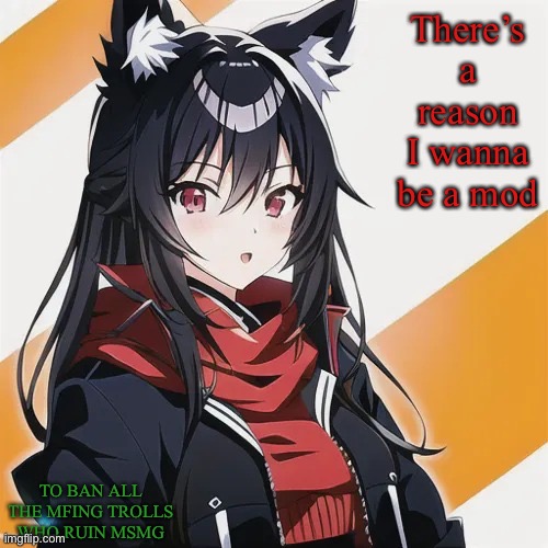 Redceon Anime Version 2.0 | There’s a reason I wanna be a mod; TO BAN ALL THE MFING TROLLS WHO RUIN MSMG | image tagged in redceon anime version 2 0 | made w/ Imgflip meme maker