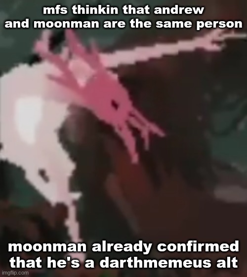 the pointer | mfs thinkin that andrew and moonman are the same person; moonman already confirmed that he's a darthmemeus alt | image tagged in the pointer | made w/ Imgflip meme maker