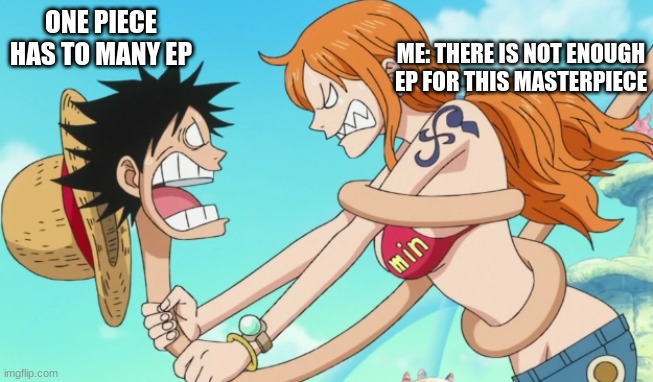 some may agree some may not | ME: THERE IS NOT ENOUGH EP FOR THIS MASTERPIECE; ONE PIECE HAS TO MANY EP | image tagged in one piece,funny,weebs | made w/ Imgflip meme maker