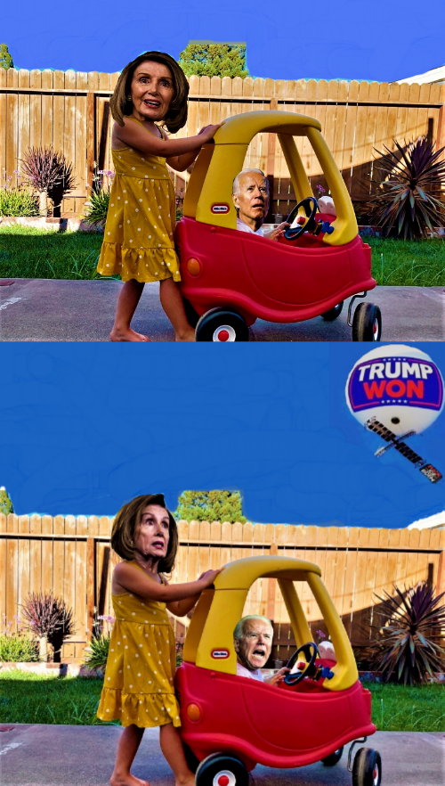 Nancy and Joe see a new balloon Blank Meme Template