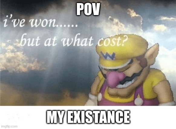 srsly, i overthink evrything :,>>>> | POV; MY EXISTANCE | image tagged in wario sad | made w/ Imgflip meme maker