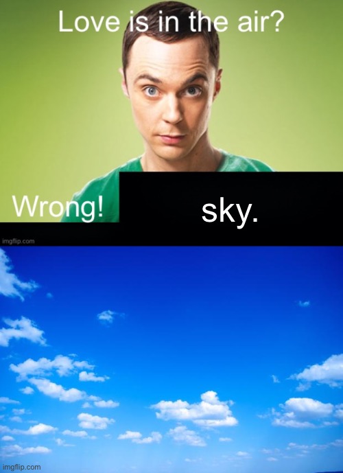 sky. | image tagged in love is in the air wrong x,blue sky | made w/ Imgflip meme maker