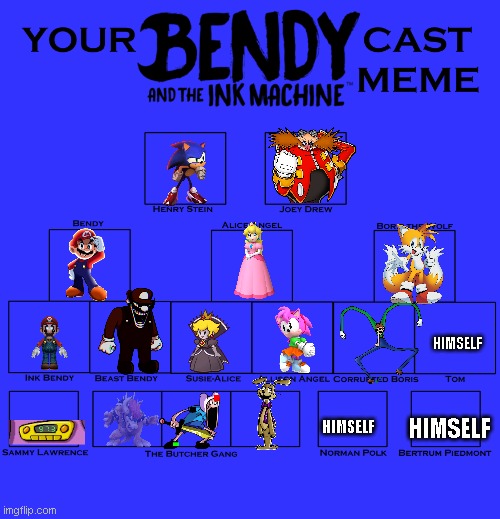 my recast (with sonic and mario characters) | HIMSELF; HIMSELF; HIMSELF | image tagged in bendy recast | made w/ Imgflip meme maker