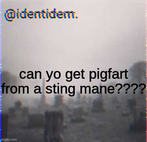 bhj | can yo get pigfart from a sting mane???? | made w/ Imgflip meme maker