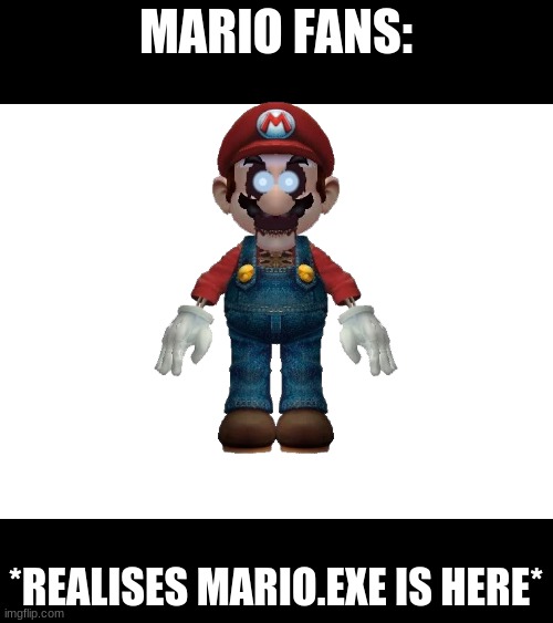 Mario.exe | MARIO FANS:; *REALISES MARIO.EXE IS HERE* | image tagged in not scary | made w/ Imgflip meme maker