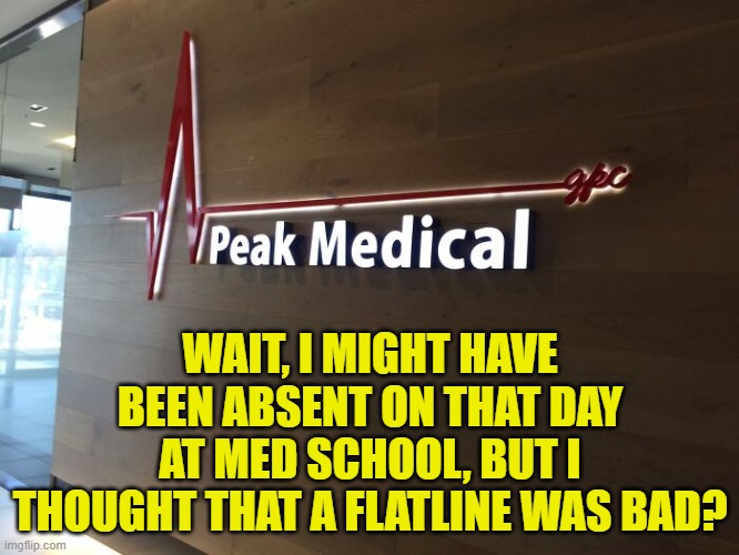 Beeeeeeeeeeeep........... | WAIT, I MIGHT HAVE BEEN ABSENT ON THAT DAY AT MED SCHOOL, BUT I THOUGHT THAT A FLATLINE WAS BAD? | image tagged in you had one job,flatline,ekg | made w/ Imgflip meme maker