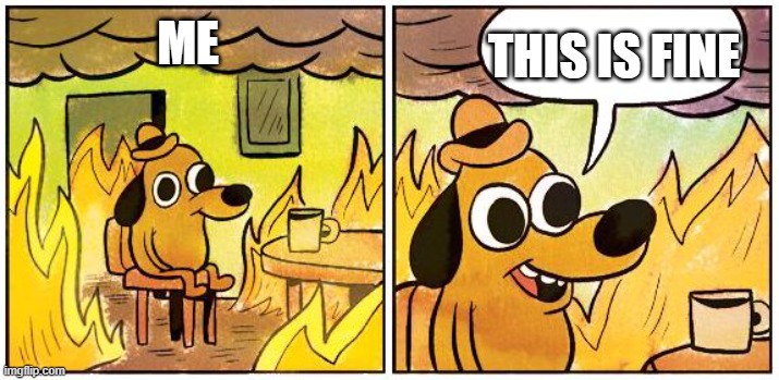 This is Fine (Blank) | ME THIS IS FINE | image tagged in this is fine blank | made w/ Imgflip meme maker