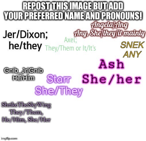 ShrikeTheSkyWing
They/Them, He/Him, She/Her | made w/ Imgflip meme maker