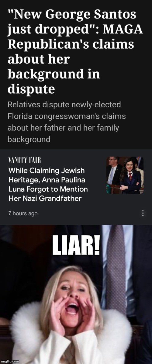 Just another lying Republican | LIAR! | image tagged in anna paulina luna,maga liars,florida woman,nazis everywhere | made w/ Imgflip meme maker