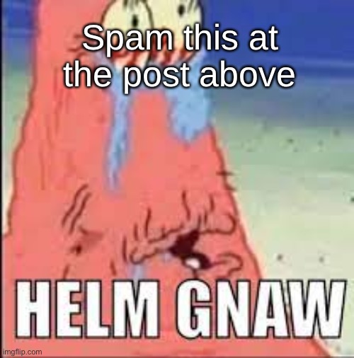 HELM GNAW | Spam this at the post above | image tagged in helm gnaw | made w/ Imgflip meme maker