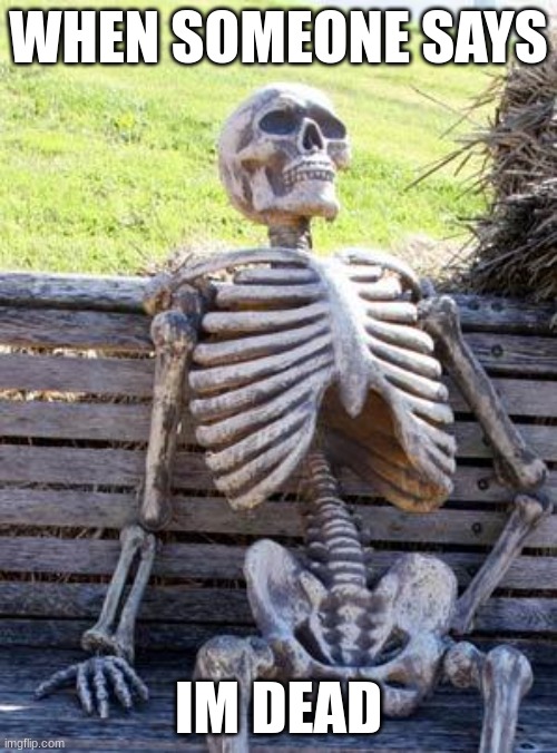 Waiting Skeleton | WHEN SOMEONE SAYS; IM DEAD | image tagged in memes,waiting skeleton | made w/ Imgflip meme maker