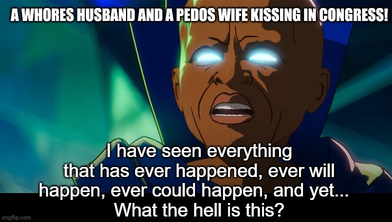 What the hell is this? | A WHORES HUSBAND AND A PEDOS WIFE KISSING IN CONGRESS! | image tagged in what the hell is this | made w/ Imgflip meme maker