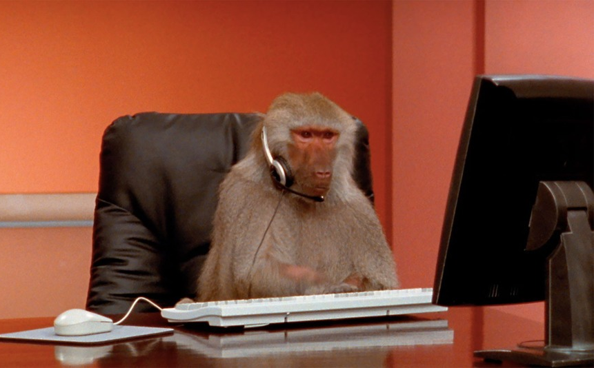 High Quality Monkey Headset Zoom Meeting Blank Meme Template
