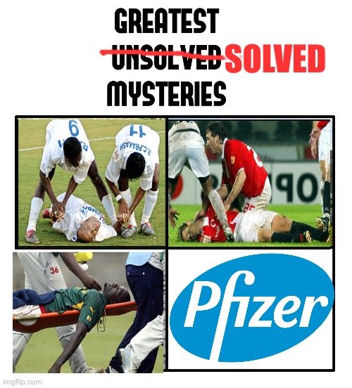 This is all perfectly normal. Nothing to see here | SOLVED | image tagged in unsolved mysteries,pfizer,vaccine,liberal logic | made w/ Imgflip meme maker