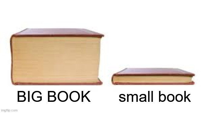 yes | small book; BIG BOOK | image tagged in big book small book | made w/ Imgflip meme maker