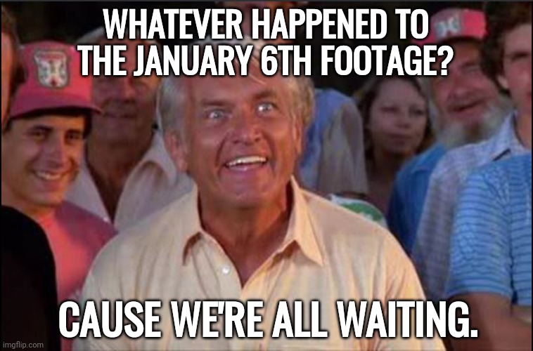 Still hasn't been released yet. | WHATEVER HAPPENED TO THE JANUARY 6TH FOOTAGE? CAUSE WE'RE ALL WAITING. | image tagged in well we're waiting | made w/ Imgflip meme maker