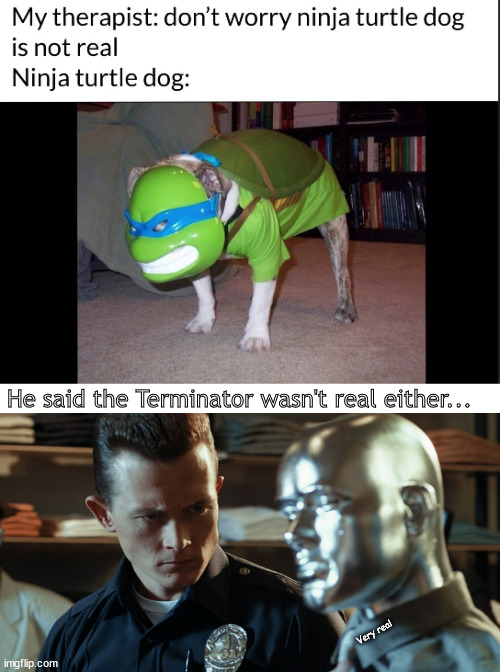Very real | He said the Terminator wasn't real either... Very real | image tagged in memes,fun | made w/ Imgflip meme maker