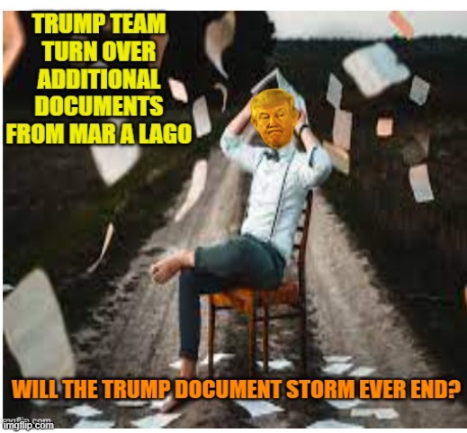 At Mar a Lago when it rains secret documents? It pours | image tagged in donald trump,maga,secrets,papers,politics | made w/ Imgflip meme maker