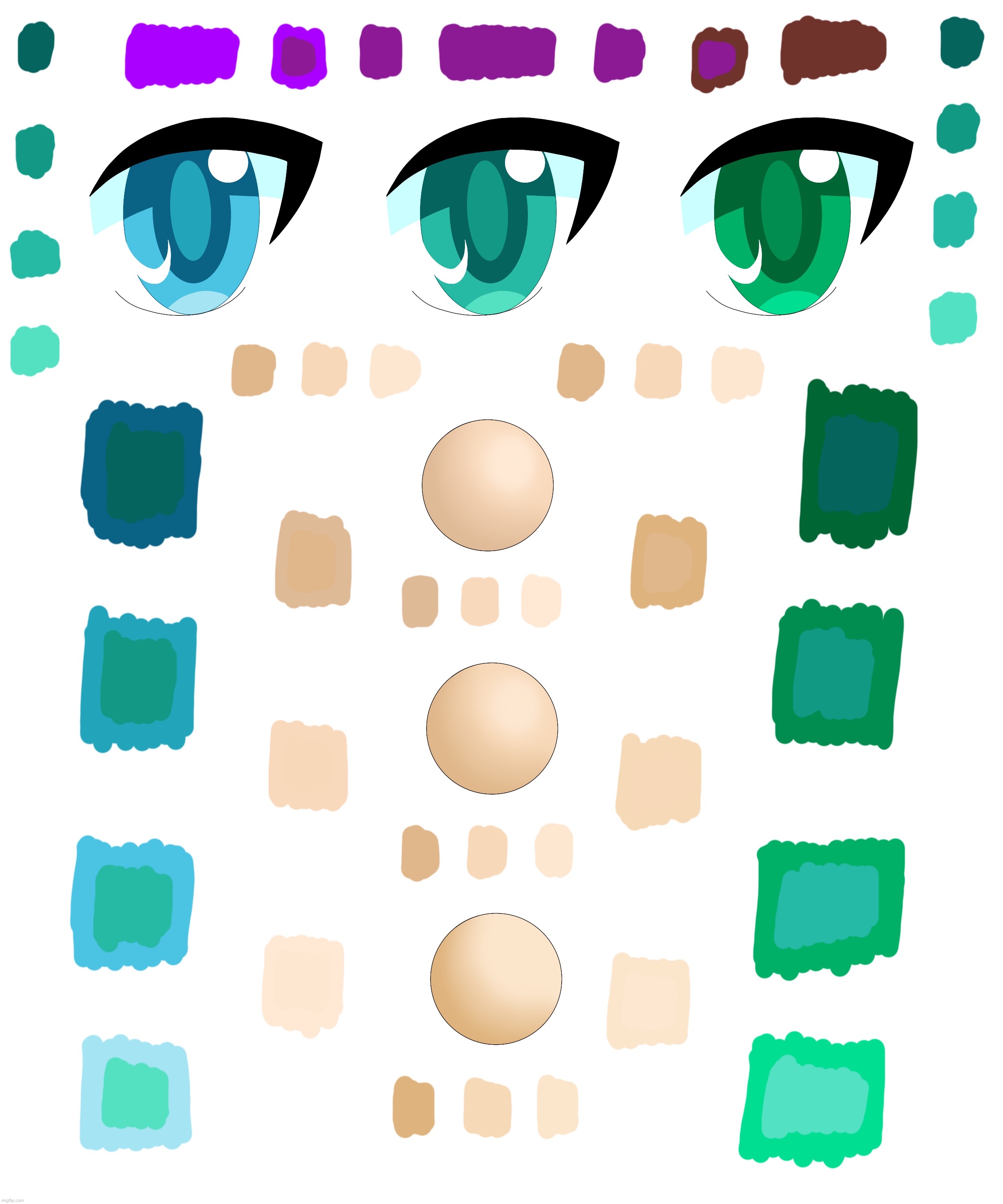 Reference samples part 2: skin, eyes, and theme color | made w/ Imgflip meme maker