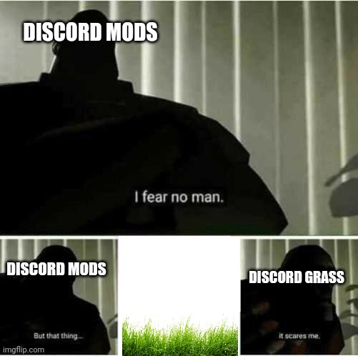 Grass is good for you. | DISCORD MODS; DISCORD GRASS; DISCORD MODS | image tagged in i fear no man | made w/ Imgflip meme maker