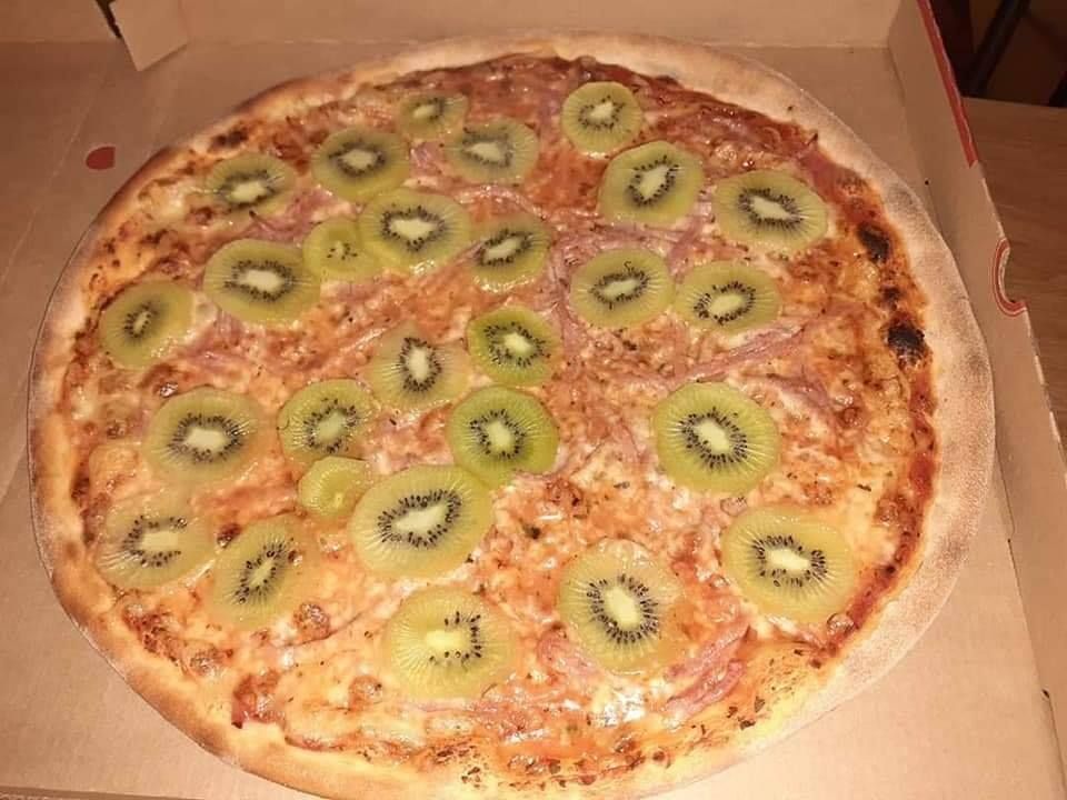 Kiwi on pizza Blank Meme Template