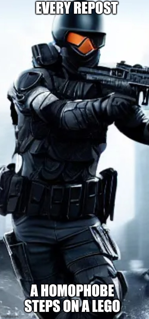 EVERY REPOST; A HOMOPHOBE STEPS ON A LEGO | made w/ Imgflip meme maker