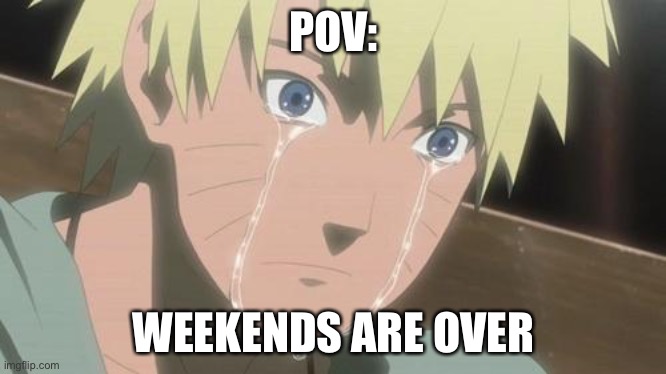 Way too sad | POV:; WEEKENDS ARE OVER | image tagged in finishing anime | made w/ Imgflip meme maker