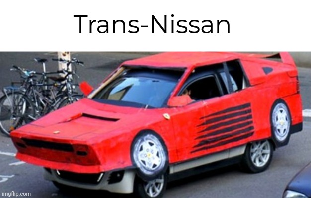 Can barely tell it's a Nissan. | Trans-Nissan | image tagged in memes | made w/ Imgflip meme maker