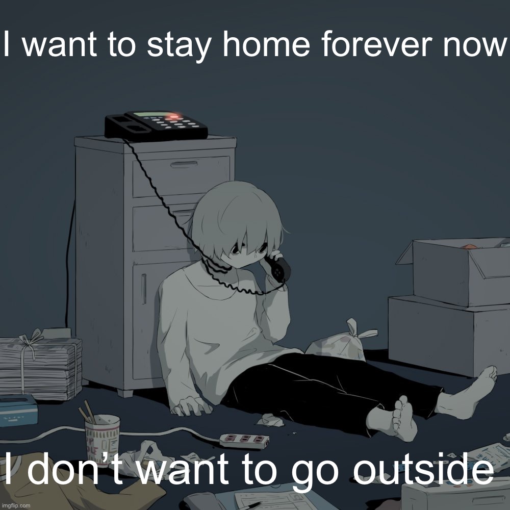 Avogado6 depression | I want to stay home forever now; I don’t want to go outside | image tagged in avogado6 depression | made w/ Imgflip meme maker