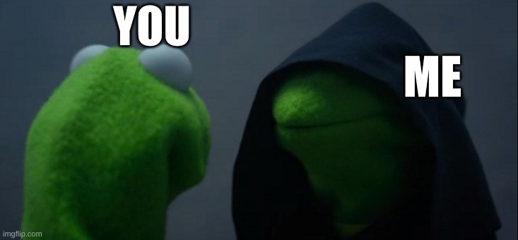 Evil Kermit Meme | YOU ME | image tagged in memes,evil kermit | made w/ Imgflip meme maker