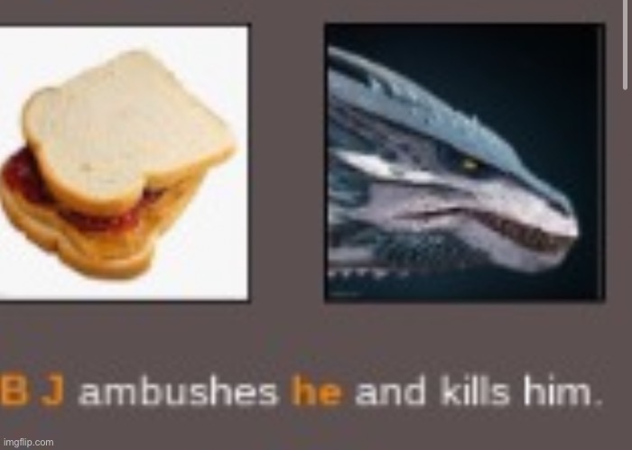 Dragon gets killed by a sandwich | image tagged in he | made w/ Imgflip meme maker