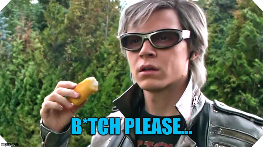 Quicksilver & Twinkie | B*TCH PLEASE... | image tagged in quicksilver twinkie | made w/ Imgflip meme maker