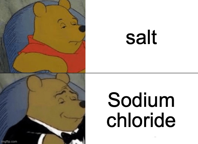 Tuxedo Winnie The Pooh | salt; Sodium chloride | image tagged in memes,tuxedo winnie the pooh | made w/ Imgflip meme maker