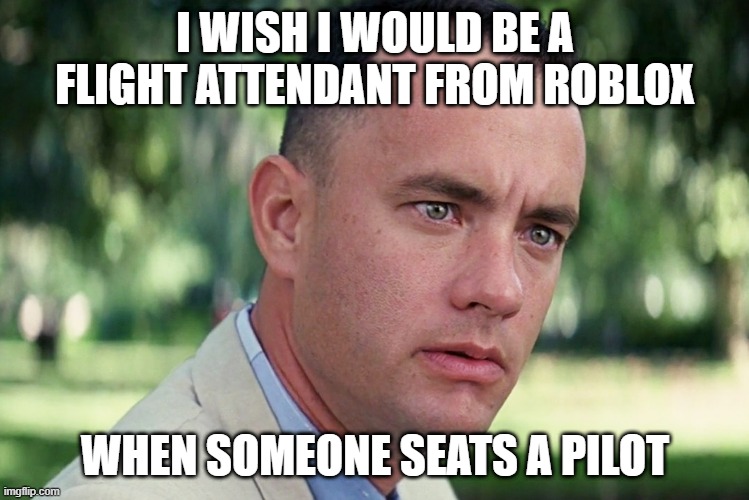 What is a Roblox pilot? | I WISH I WOULD BE A FLIGHT ATTENDANT FROM ROBLOX; WHEN SOMEONE SEATS A PILOT | image tagged in memes,and just like that | made w/ Imgflip meme maker