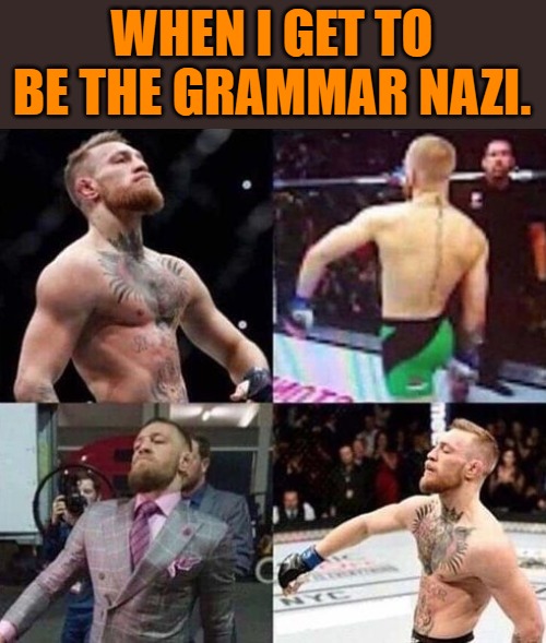 WHEN I GET TO BE THE GRAMMAR NAZI. | image tagged in cocky | made w/ Imgflip meme maker