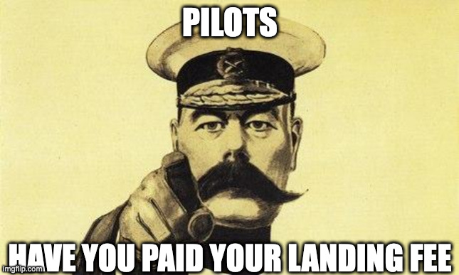 Landing fees | PILOTS; HAVE YOU PAID YOUR LANDING FEE | image tagged in lord kitchener | made w/ Imgflip meme maker