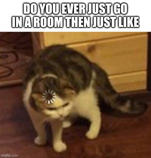 Happens to me all the time | DO YOU EVER JUST GO IN A ROOM THEN JUST LIKE | image tagged in loading cat,what did i come in this room for,adhd,adhd meme | made w/ Imgflip meme maker