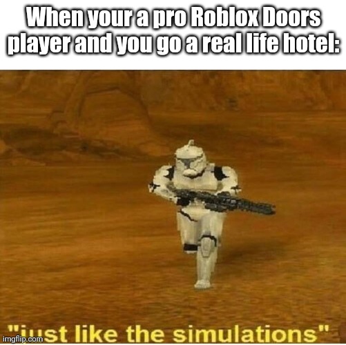 Just like the simulations | When your a pro Roblox Doors player and you go a real life hotel: | image tagged in just like the simulations | made w/ Imgflip meme maker