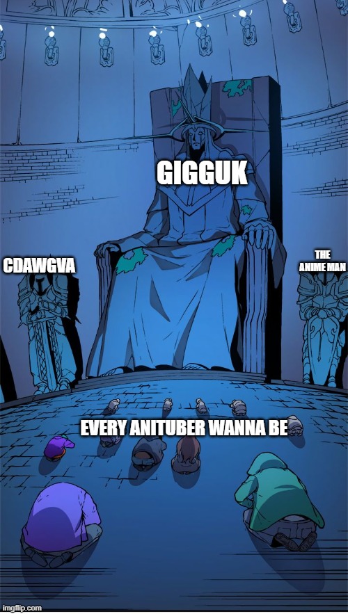 trashtaste trio | GIGGUK; CDAWGVA; THE ANIME MAN; EVERY ANITUBER WANNA BE | image tagged in anime meme,youtuber | made w/ Imgflip meme maker