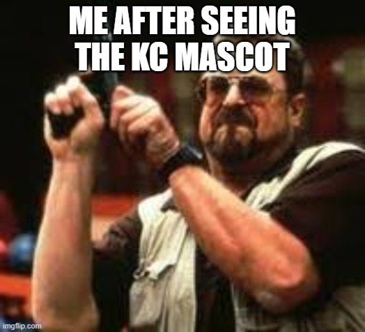 f u r r y | ME AFTER SEEING THE KC MASCOT | image tagged in man loading gun | made w/ Imgflip meme maker