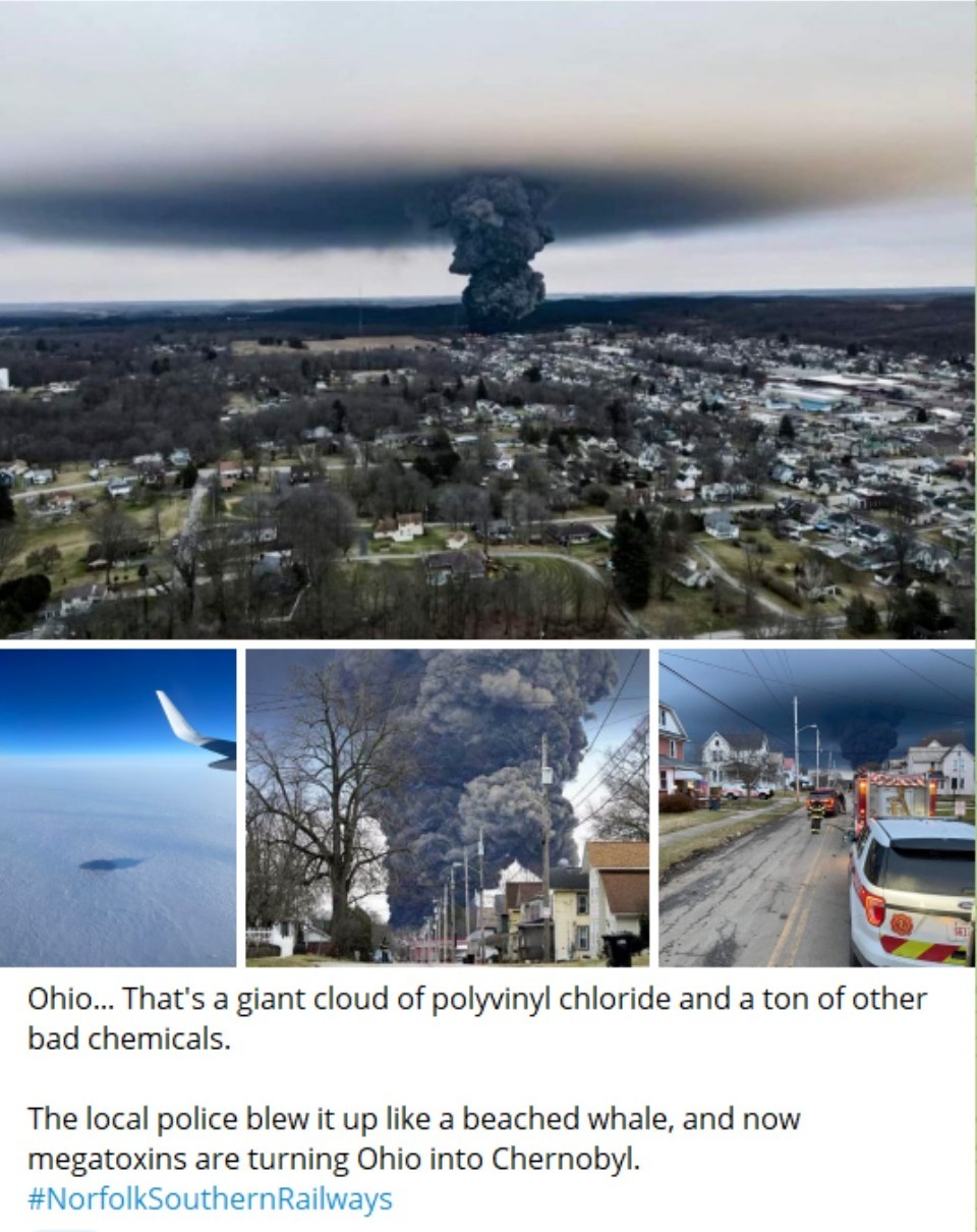 Chernobyl in Ohio. Brought to you by the stupid local cops. | image tagged in chernobyl,only in ohio,stupid cops,toxic cloud,toxins,norfolk southern railway | made w/ Imgflip meme maker