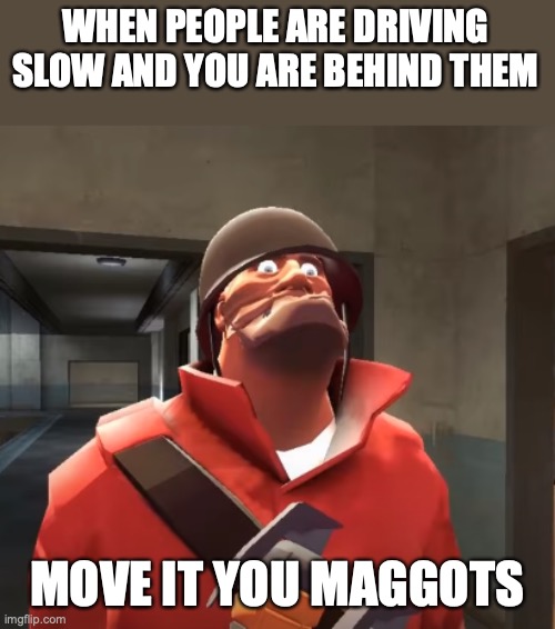 I am scared you maggots | WHEN PEOPLE ARE DRIVING SLOW AND YOU ARE BEHIND THEM MOVE IT YOU MAGGOTS | image tagged in i am scared you maggots | made w/ Imgflip meme maker